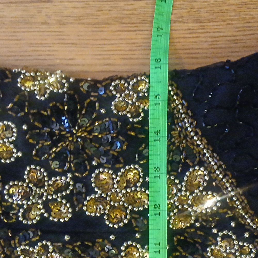 Vintage Laurence Kazar sequin beaded Dress Womens Size Small  Black Formal Maxi - Picture 14 of 15